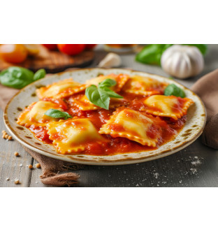 Lot de 2 raviolis au canard et en piperade