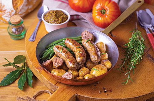 Saucisses confites aux aiguillettes de canard (10% de foie gras)