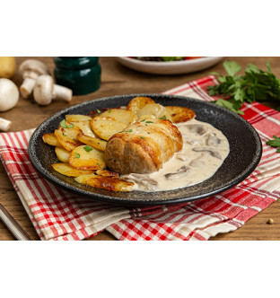 Paupiette de dinde et pommes de terre sauce aux champignons