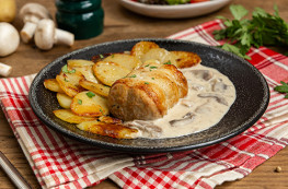 Paupiette de dinde et pommes de terre sauce aux champignons