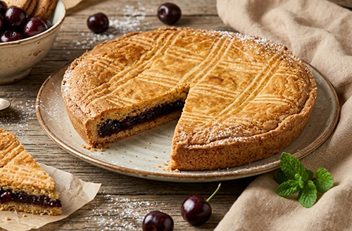 Gâteau basque fourré à la cerise noire