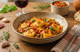 Lot de 2 raviolis au canard et en piperade