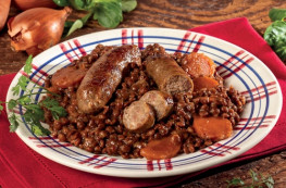 Les Saucisses de Toulouse aux lentilles vertes